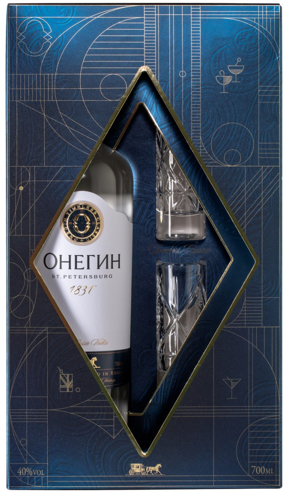 Онегин 0,7л с 2-мя рюмками. Водка Россия